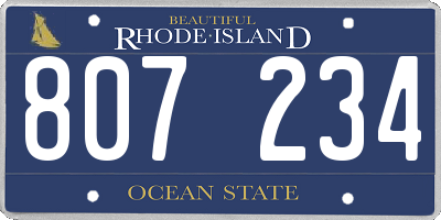 RI license plate 807234