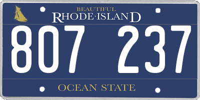 RI license plate 807237