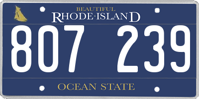 RI license plate 807239