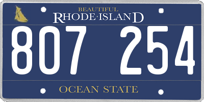 RI license plate 807254