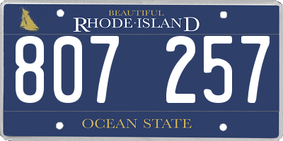 RI license plate 807257