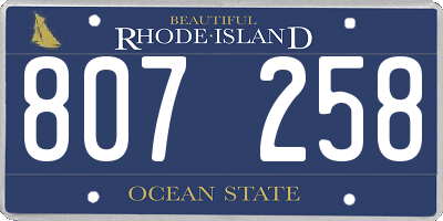 RI license plate 807258