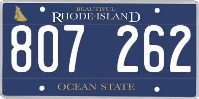 RI license plate 807262