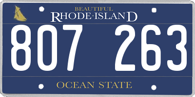 RI license plate 807263