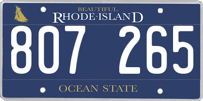 RI license plate 807265