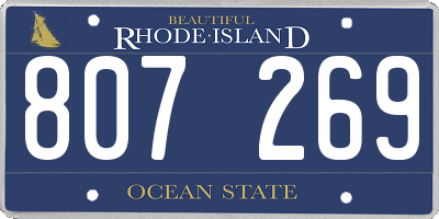 RI license plate 807269