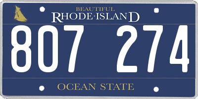 RI license plate 807274