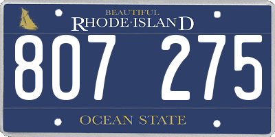 RI license plate 807275