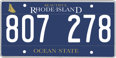 RI license plate 807278