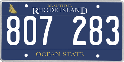 RI license plate 807283