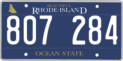 RI license plate 807284