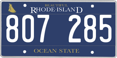 RI license plate 807285