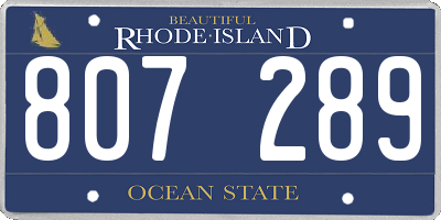 RI license plate 807289