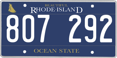 RI license plate 807292