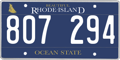 RI license plate 807294