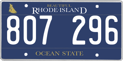 RI license plate 807296