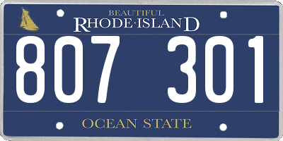 RI license plate 807301