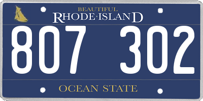 RI license plate 807302
