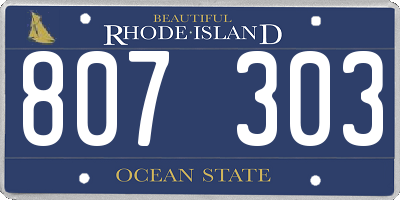 RI license plate 807303