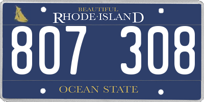 RI license plate 807308