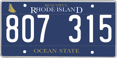 RI license plate 807315