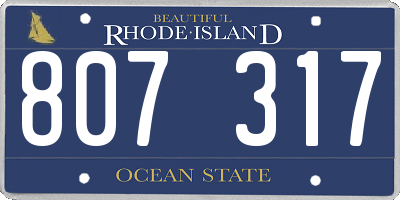 RI license plate 807317