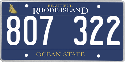 RI license plate 807322