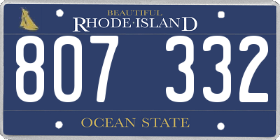 RI license plate 807332