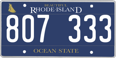 RI license plate 807333