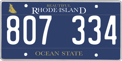 RI license plate 807334