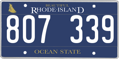 RI license plate 807339