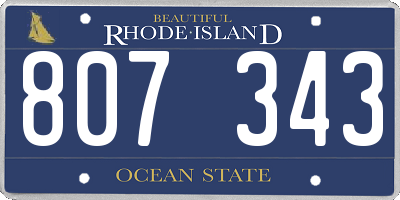 RI license plate 807343