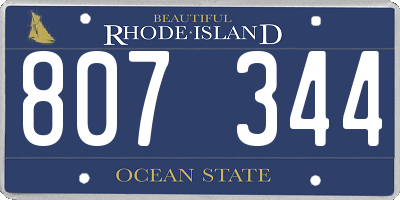 RI license plate 807344