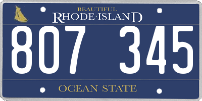 RI license plate 807345