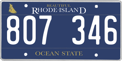 RI license plate 807346