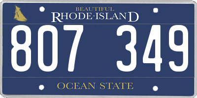 RI license plate 807349
