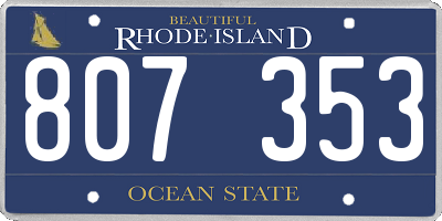 RI license plate 807353