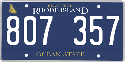 RI license plate 807357