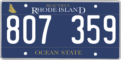 RI license plate 807359