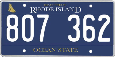 RI license plate 807362