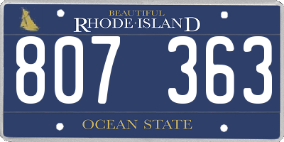 RI license plate 807363