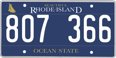 RI license plate 807366