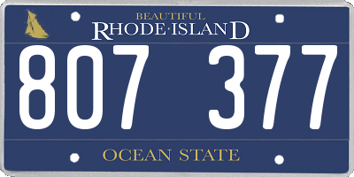 RI license plate 807377