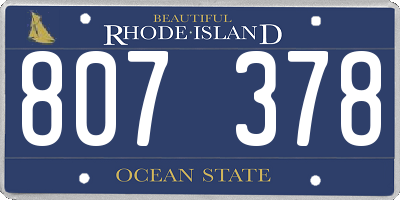 RI license plate 807378