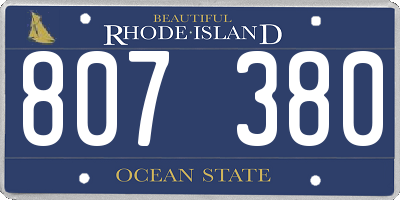RI license plate 807380