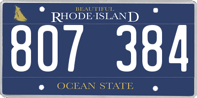 RI license plate 807384
