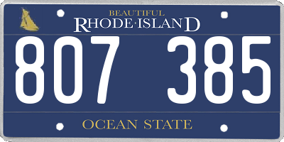 RI license plate 807385