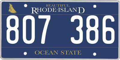 RI license plate 807386