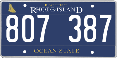 RI license plate 807387