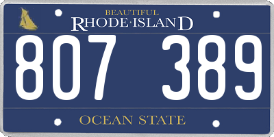 RI license plate 807389